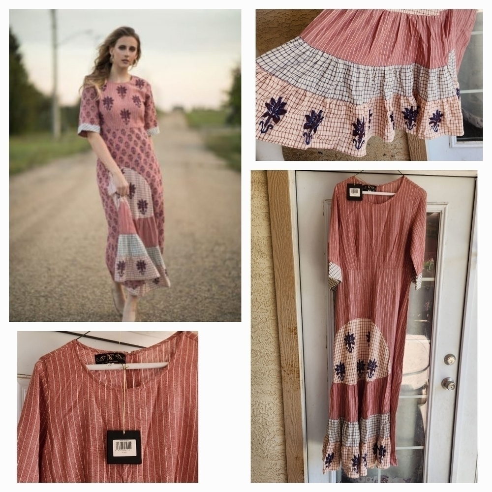 NAZILA COUTURE Leaf‎ Print Long Dress